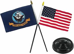 Set Di Bandiere Da Scrivania 4x6: Bandiera Del Connecticut E Bandiera Americana, Base Nera.