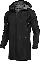 COOFANDY Men's Waterproof Long Raincoat with Hood - Lightweight Windproof Rain Jacket for Hiking & Outdoor Adventures