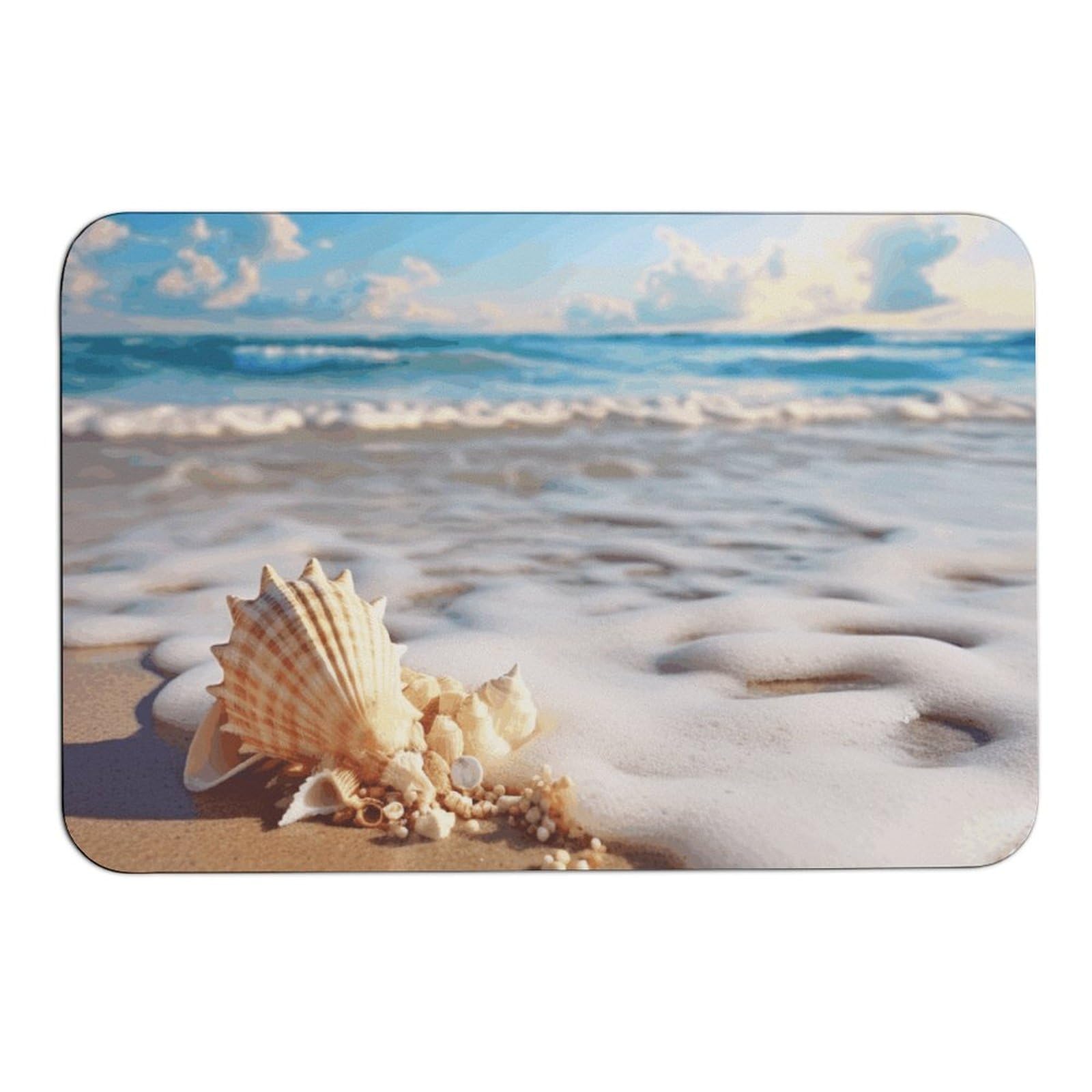 Tapis de boue en diatomées antidérapant 60 x 40 cm avec coquillages imprimés intérieur extérieur