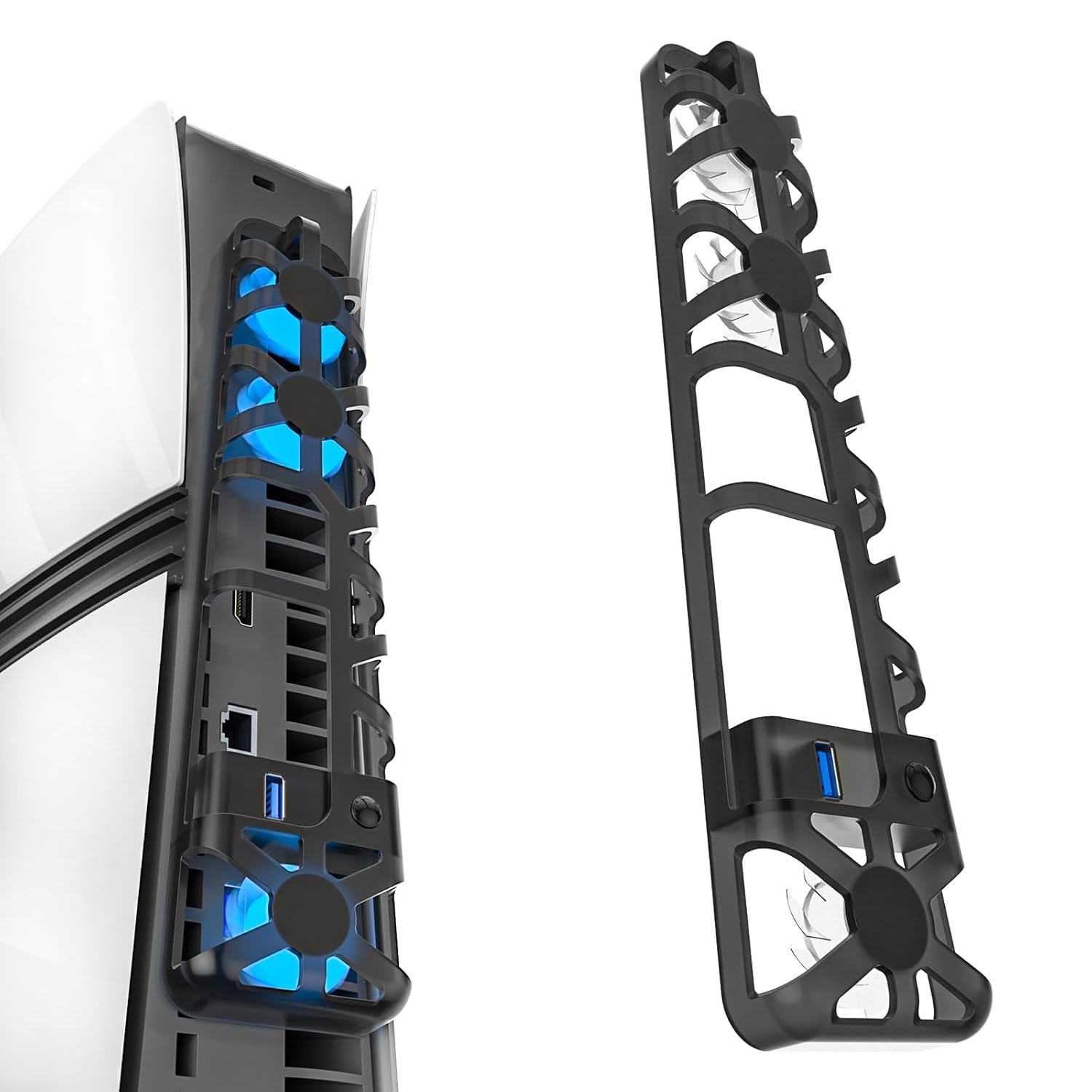 PS5 Pro Cooling Fan with USB Port Triple High-Speed Fans for Efficient Heat Dissipation Adjustable Speed Modes Blue