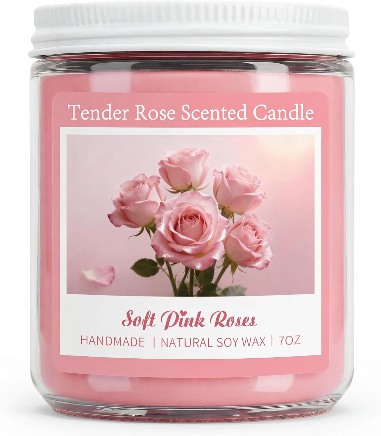 Homsolver 7OZ Tender Rose Scented Candles, Natural Soy Candle Valentines Mothers Day Gift for Her Mom Wife Girlfriend, Anniversary Birthday Gifts for Women, Novelty Jar Candle with 50+ Hours of Burn