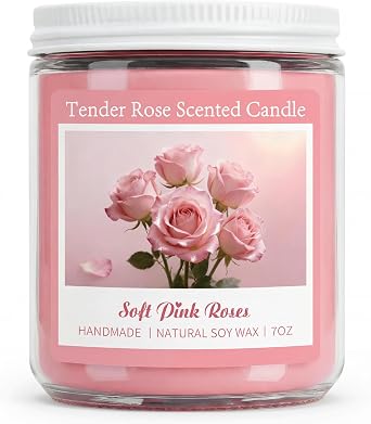 7OZ Tender Rose Scented Candles, Natural Soy Candle Valentines Mothers Day Gift for Her Mom Wife Girlfriend, Anniversary Birthday Gifts for Women, Novelty Jar Candle with 50+ Hours of Burn