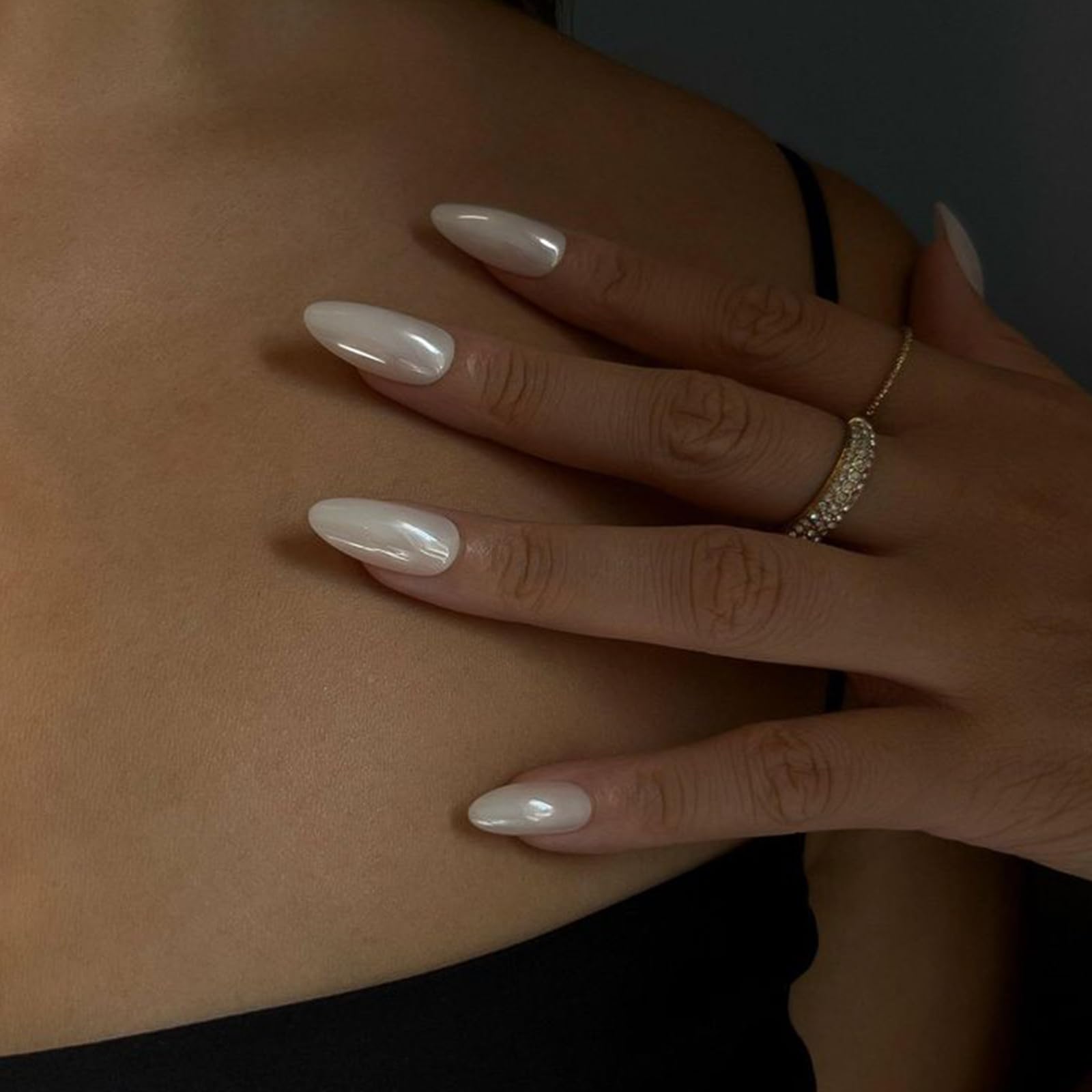 Long Stiletto Press On Nails Nude Glossy Artificial Nail Set_voghion.com