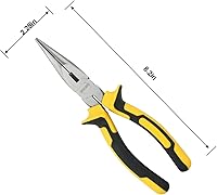 Vista 7 de DOWELL Alicates de punta de aguja, alicates de punta larga de 8 pulgadas con cortador de alambre para joyería, construcción de acero al níquel cromo