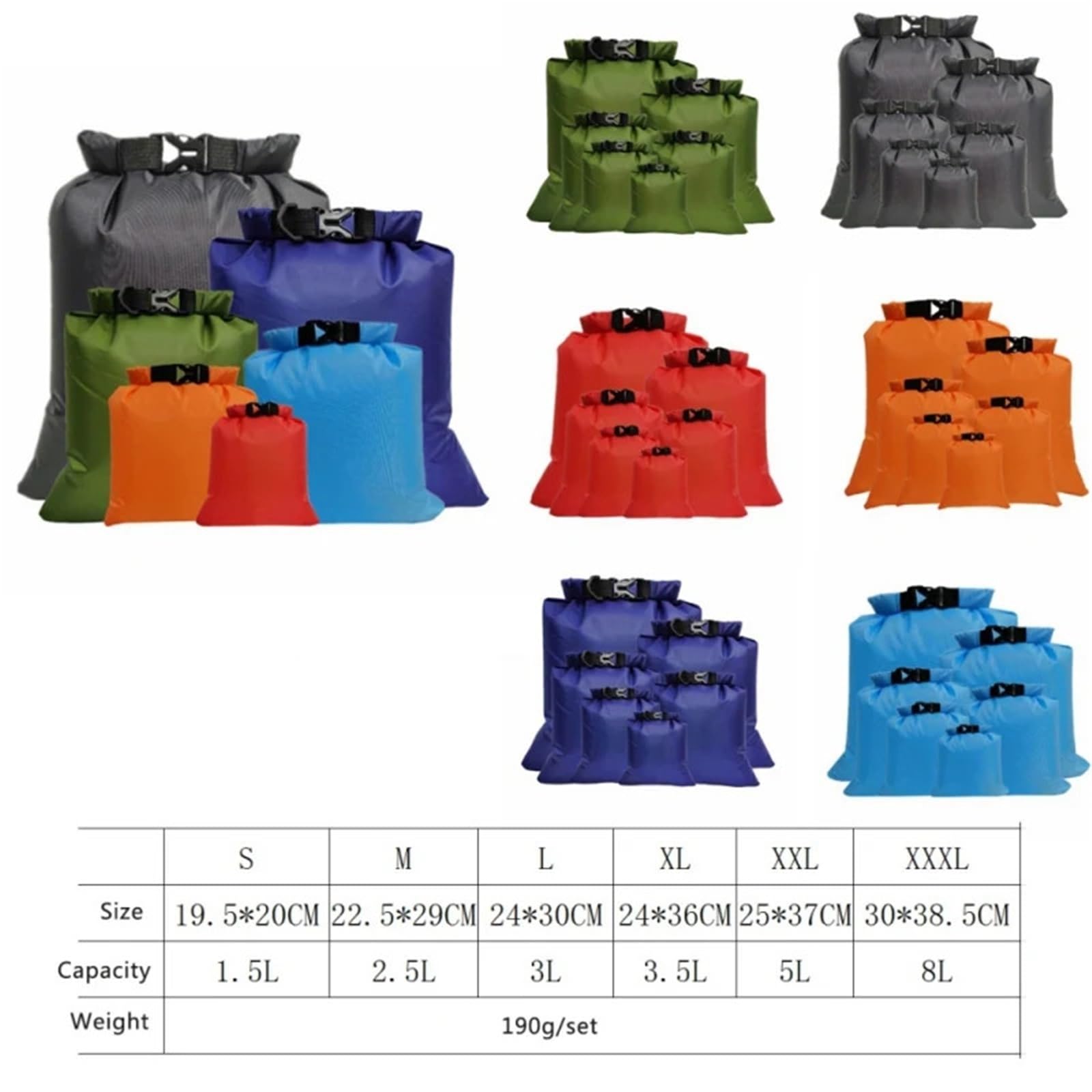 Bolsa Seca Impermeable Bolsa Seca Impermeable for natación, Rafting, Kayak, río, Trekking, navegación Flotante, canotaje, 6 uds. para Senderismo(Red)