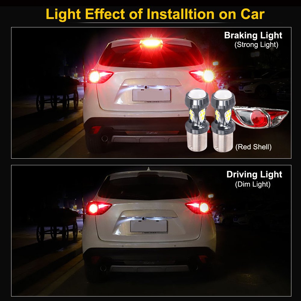 2 Bombillas LED BAZ15D P21/4W S25 6000K Blancas: Luz De Freno Y Trasera Ultrabrillante Para Tu Coche