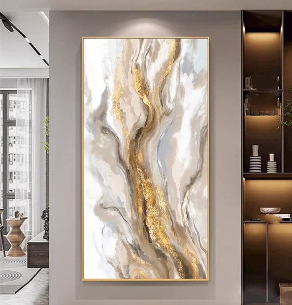 Peinture à l'huile abstraite feuille d'or toile art moderne et minimaliste