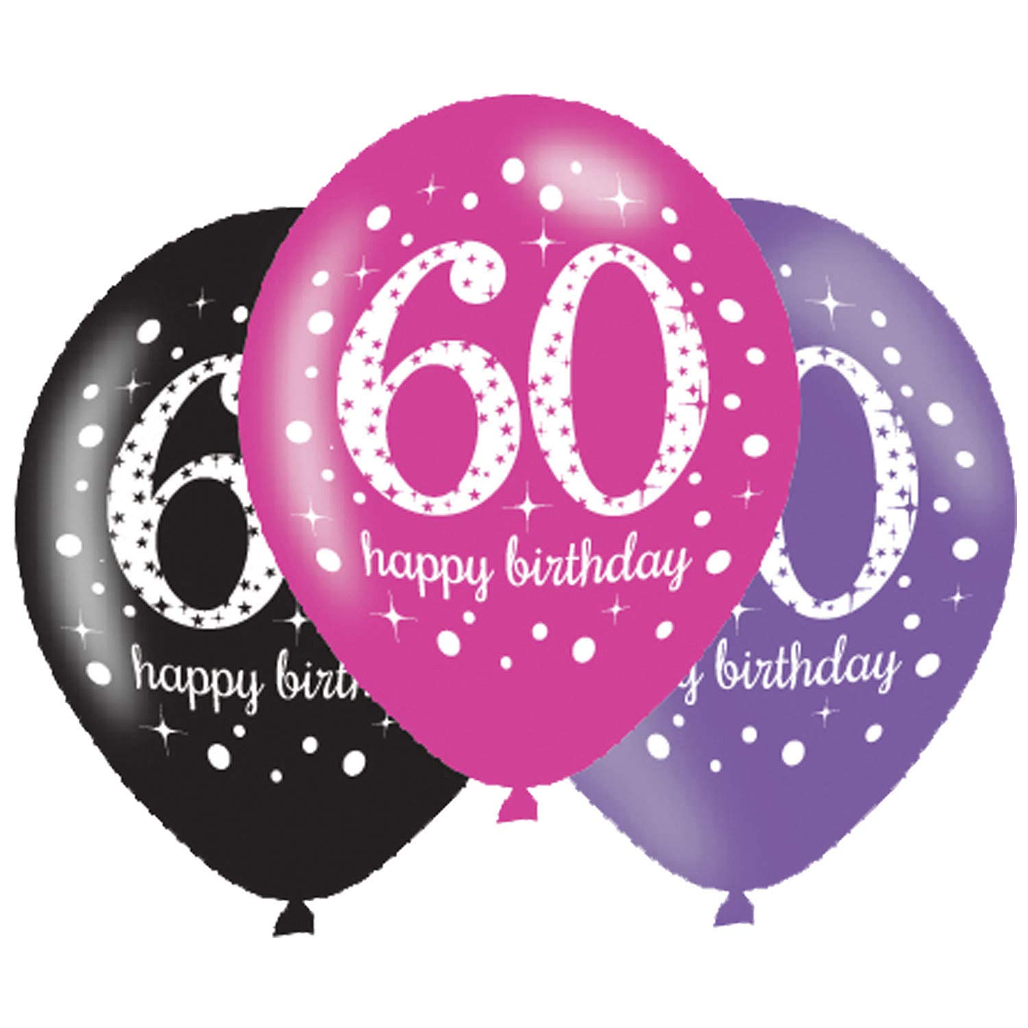 Amscan Pink Adult Celebration 60Th Birthday Latex Balloons