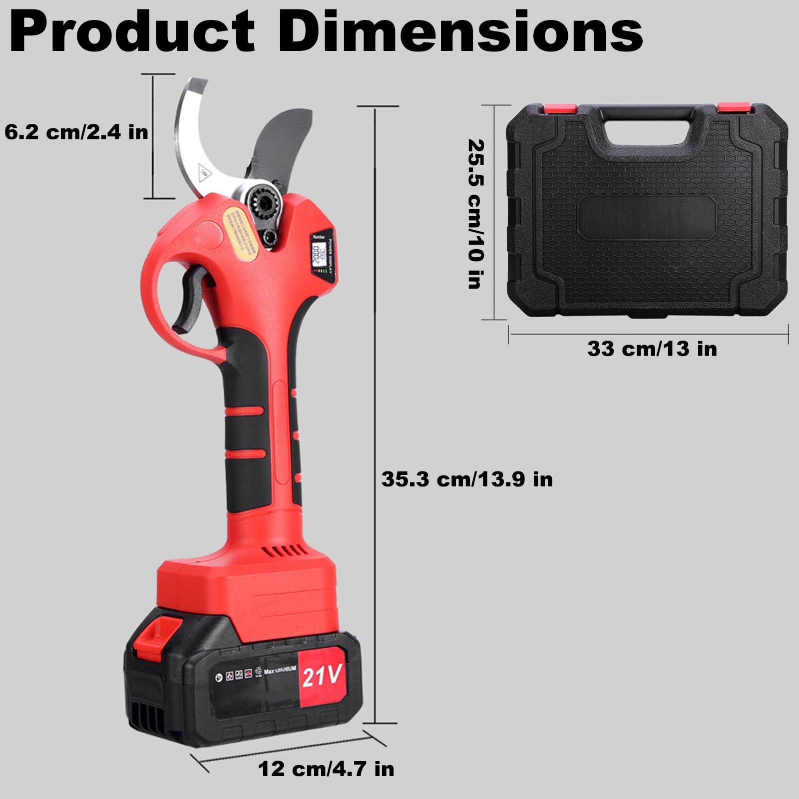 Przenośny Sekator, Sécateurs De Jardinage Portables Sans Fil, Diamètre Coupe 50mm, Sécurité Interrupteur, Lame Acier Carbone Sk5, Affichage Led, Pour Jardinage, Vigne, Arbre Fruitier