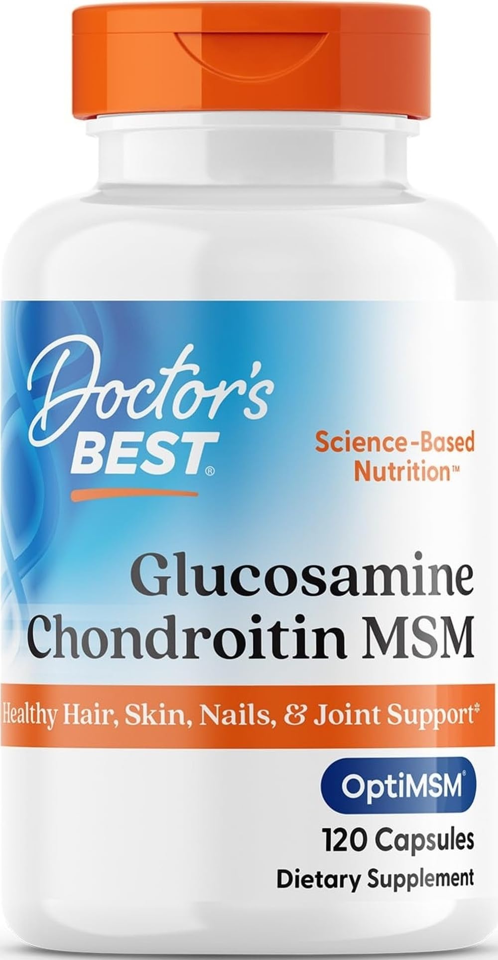 Doctor's BEST Glucosamine Chondroitin MSM, Non GMO, 120 Capsules Unflavored 120 Count (Pack of 1)