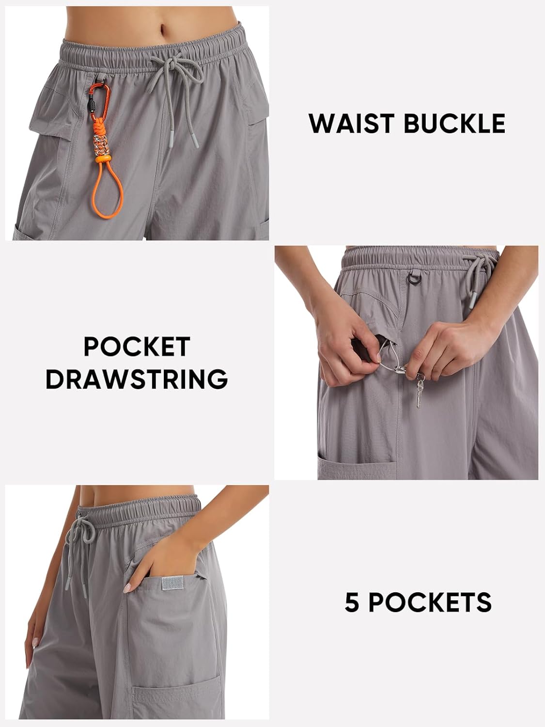 Cargo Pants for Women Barrel Leg UPF 50+ Water Resistant Athletic Hiking Pants Quick Dry Outdoor Baggy Jogger 5 Pocket
