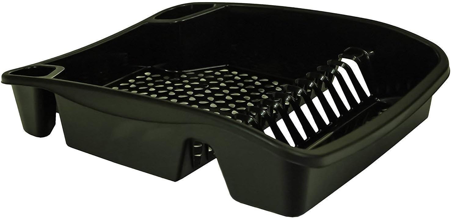 2XDish Drainer, Plastic, Large, Black, 48 x 39 x 12 cm