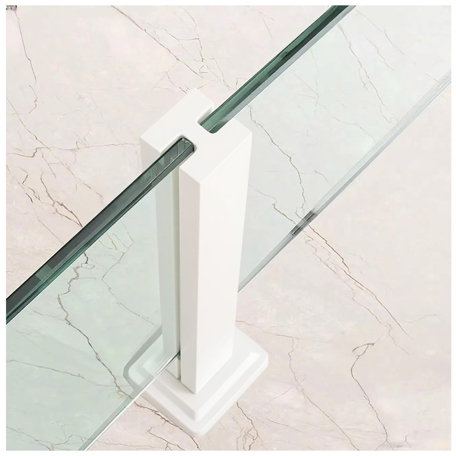 Système de balustrade durable en verre avec poteau robuste blanc 65 cm