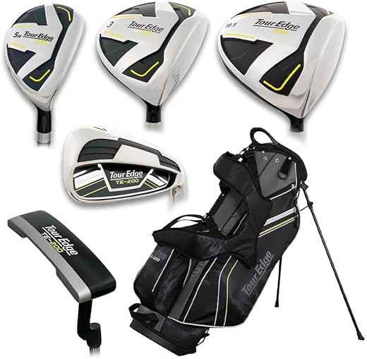 Tour Edge Senior TE-200 12-Piece Cart Bag Complete Set, Right Hand, Men's, Black/Yellow