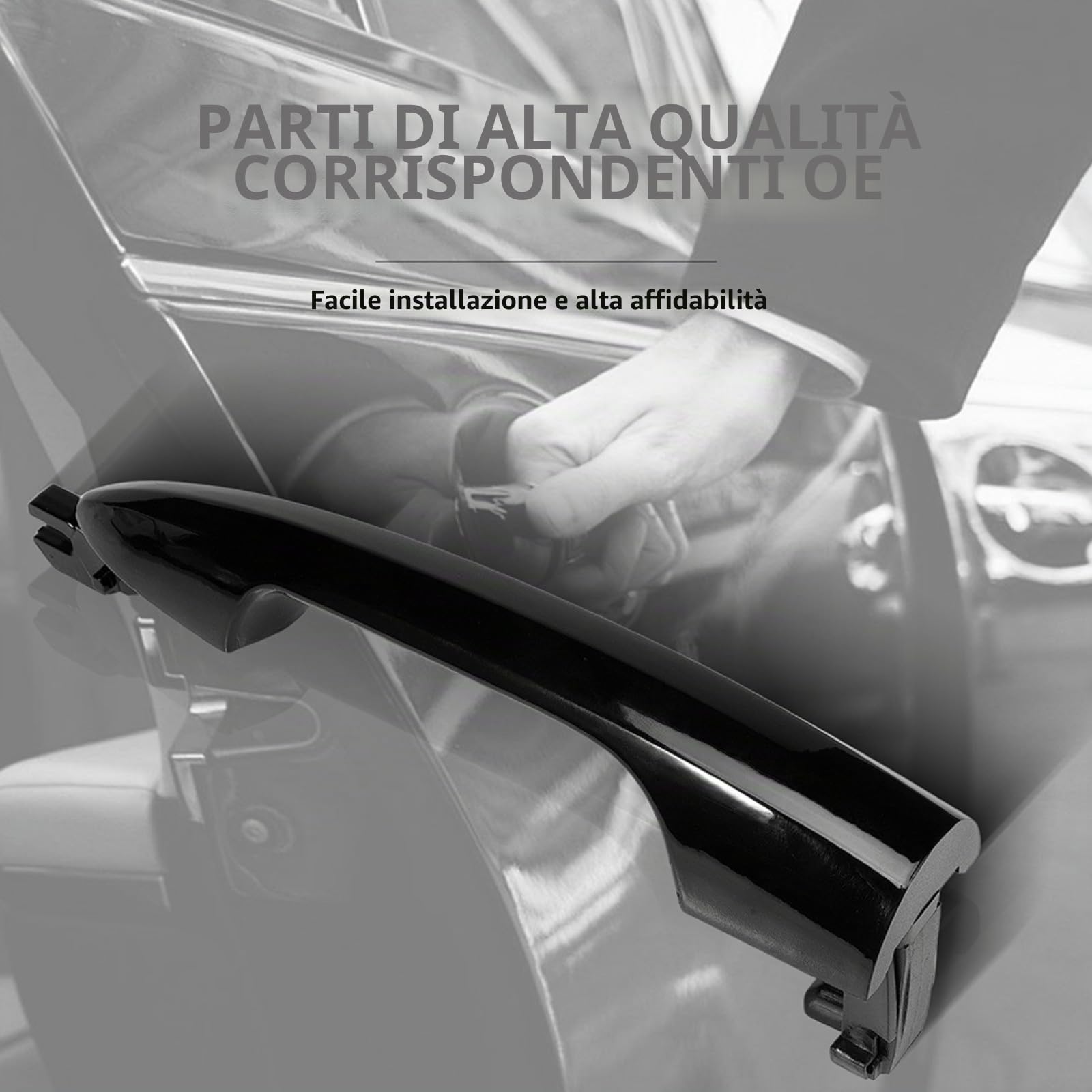1 paio di maniglie per porta anteriori nere compatibili con Alfa per Romeo, Giulietta, Mito, Lancia Y, OEM 2156145296 156145295