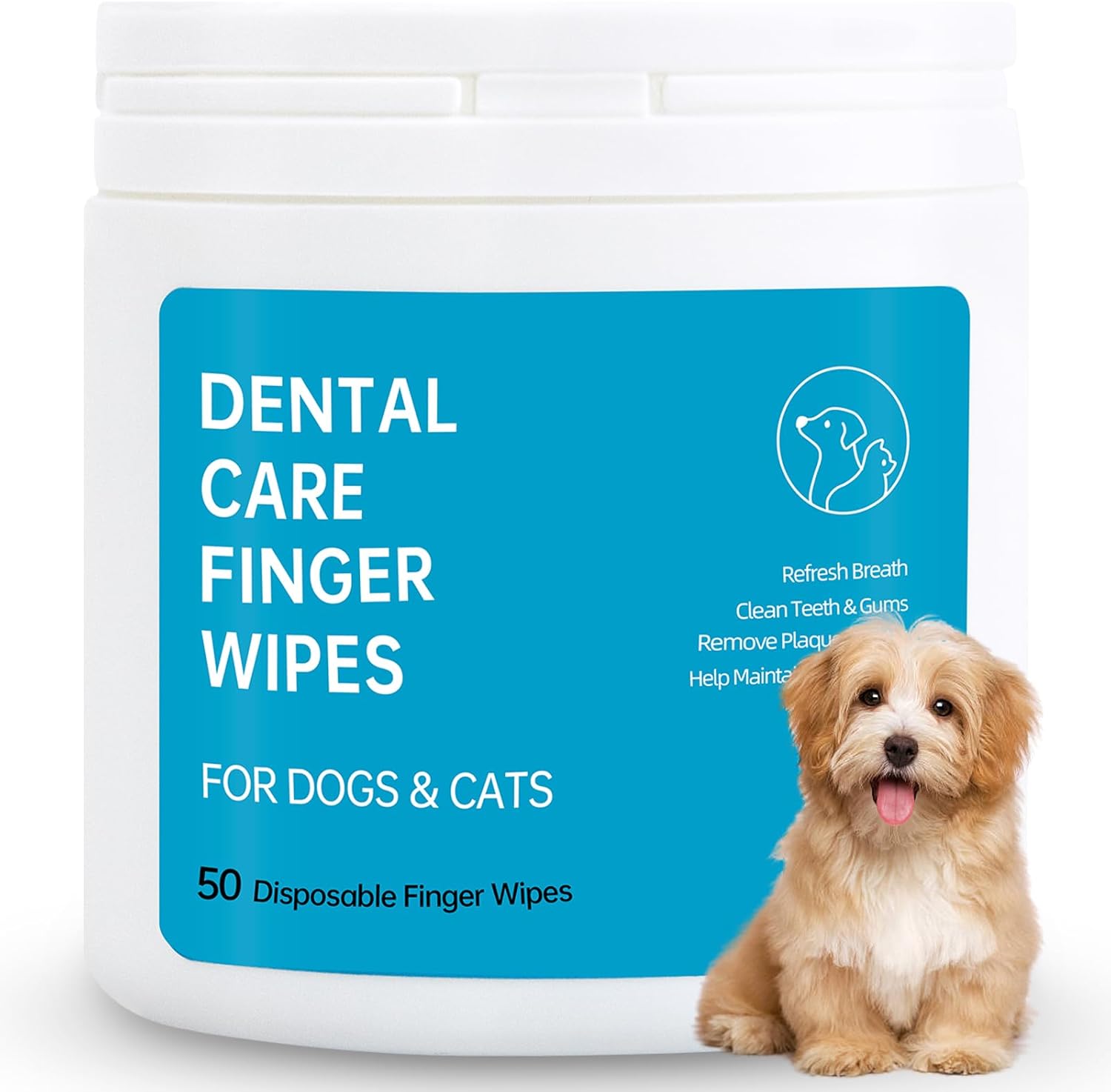 Dog Teeth Cleaning Finger Wipes 50 CT Dental Care Wipes for Dogs