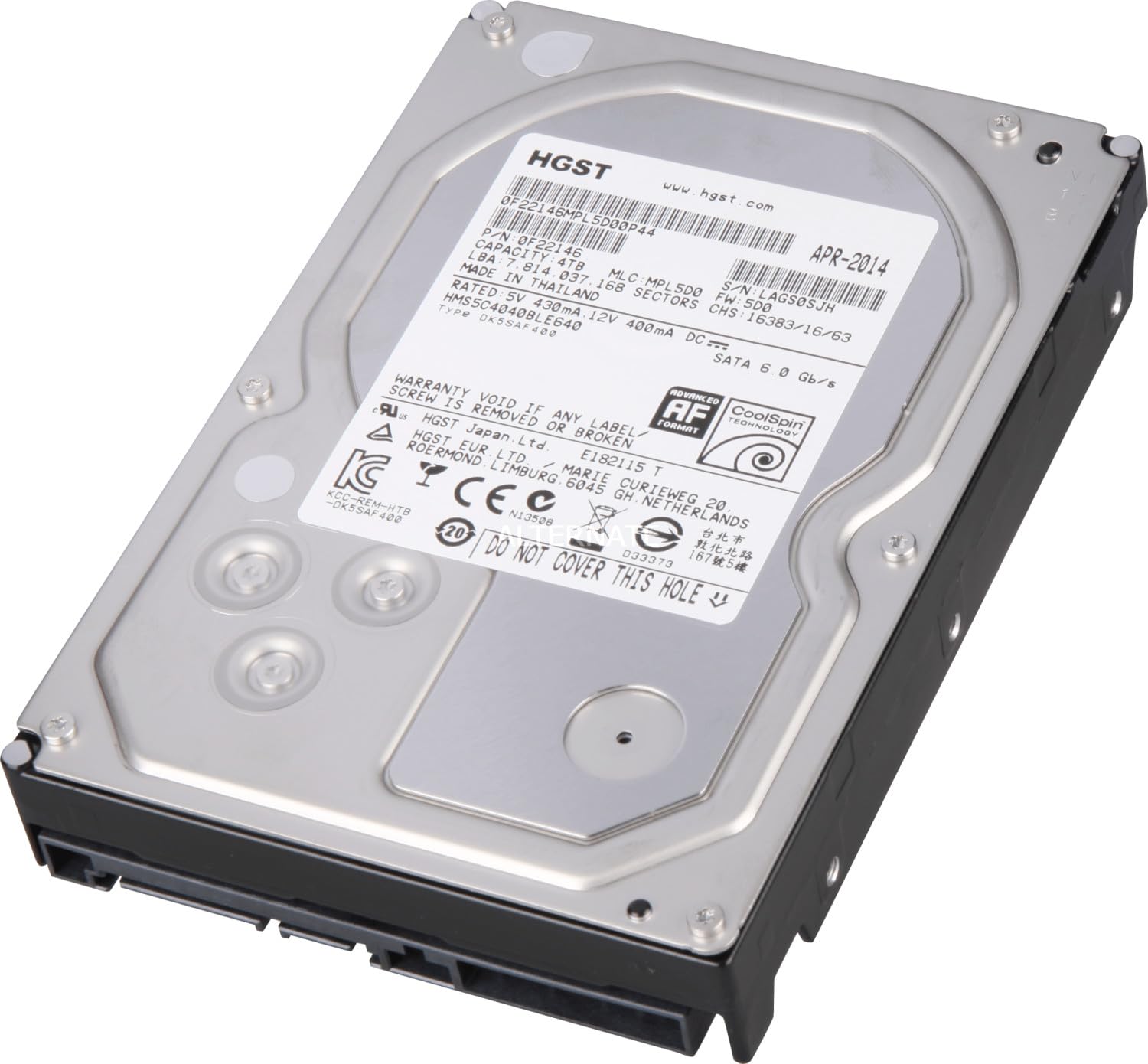 HGST WD MegaScale DC 4TB Disco duro interno HMS5C4040BLE640 3,5" HDD SATA 6Gb/s 7200RPM 64MB Caché