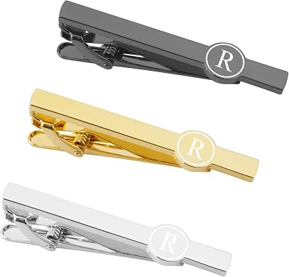 Tie Clips for Men 2.1inch Initial Letter Tie Clip Bar Set
