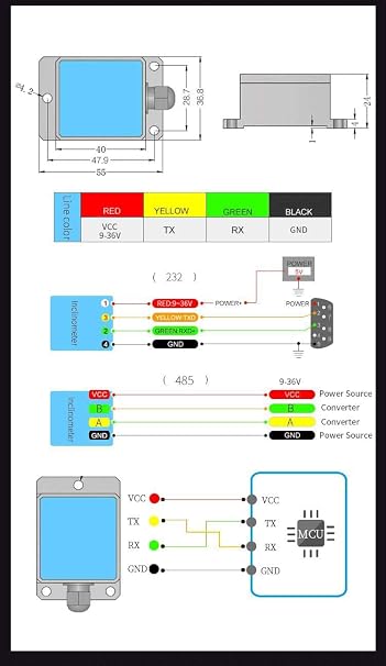 SINDT-232 Digital AccelerometerHigh-Stability 200Hz MPU6050 3-Axis Acceleration+Gyro+Quaternion+2-Axis Angle(XY 0.05 Accuracy) with Kalman Filter, IP67 Waterproof Tilt Sensor for PLC/Raspberry Pi