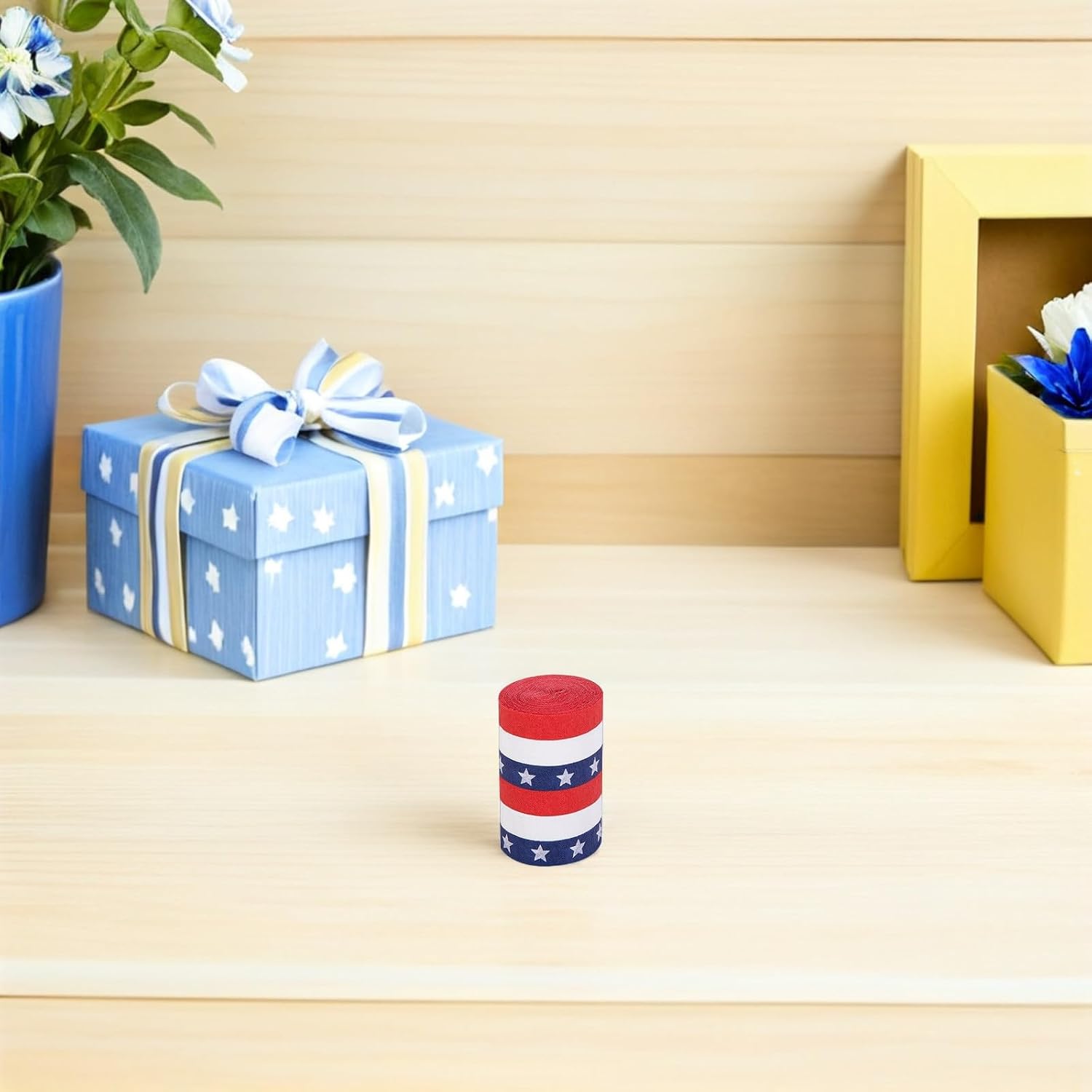 TOMETURE 15 Rolls Independence Day Crepe Paper Craft Streamers, Red White Blue Party Decorative Paper for 4th of July, Veterans Day, Carnival, Birthday