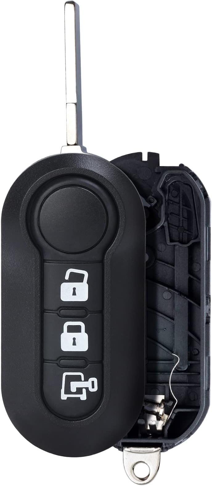 Keymall Car Key fob Shell Case Replacement For RAM ProMaster 1500 2500 3500 City 2015-2019 for Fiat 500 Ducato 3 Buttons,Just The Key Shell