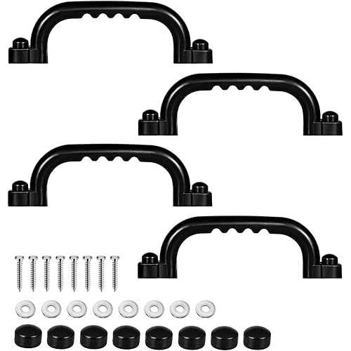 TOPNEW 4Pcs Kids Playground Safety Handles -Swing Set & Climbing Frame Hand Grips, Multi-Color Plastic Grab Bars for Outdoor Playhouse, Jungle Gym, Climbing Frame (Black)