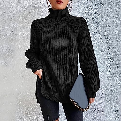 Turtle Neck Sweater Shirts for Juniors Winter Fall Long Sleeve Crochet Knit Plain Tops Shirt Blouses Women 2023 Y2K3