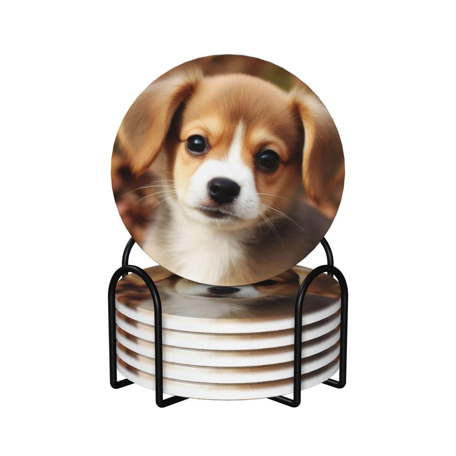 Sous-verres céramique motif chien pour apéritifs réussis