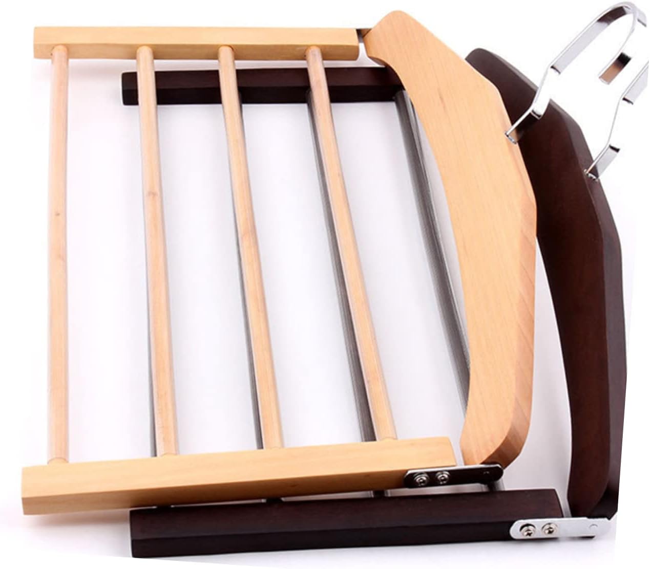 Laundry Organization Rack Wooden Clothes Hanger Space-Saving Design for Pants and Towels
