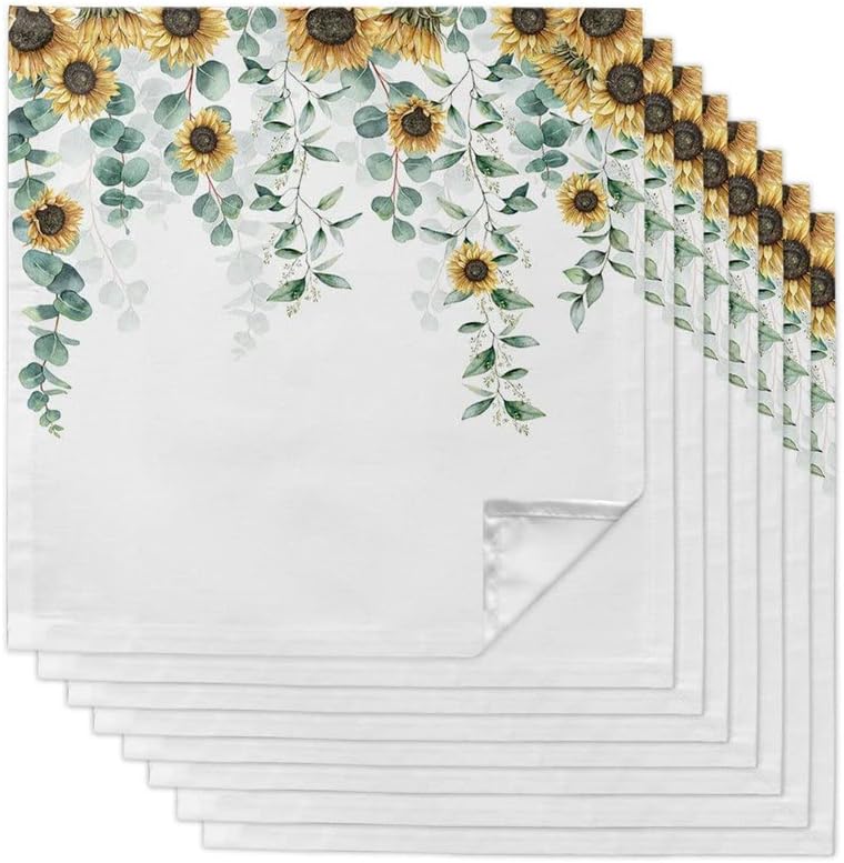 Sunflower Plant Cloth Napkins Set Birthday Banquet Wedding Decor Restaurant Supplies Table(6pcs)