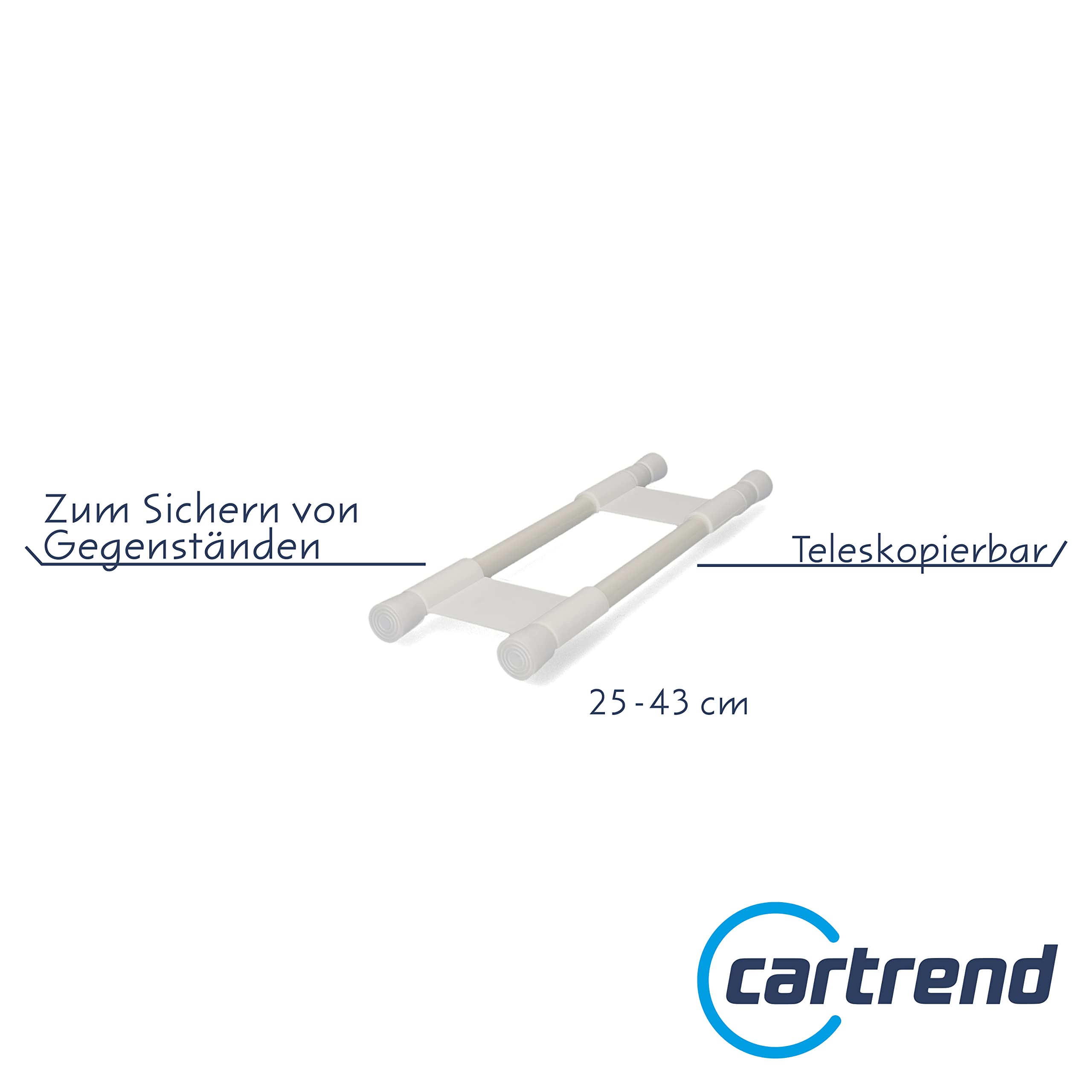 Cartrend Caravan 10241 podwójne drążki mocujące do zabezpieczenia regałów, szafek, przyczep kempingowych, kamperów, na kemping, do domu, łodzi, wymiary 25 cm – 43 cm