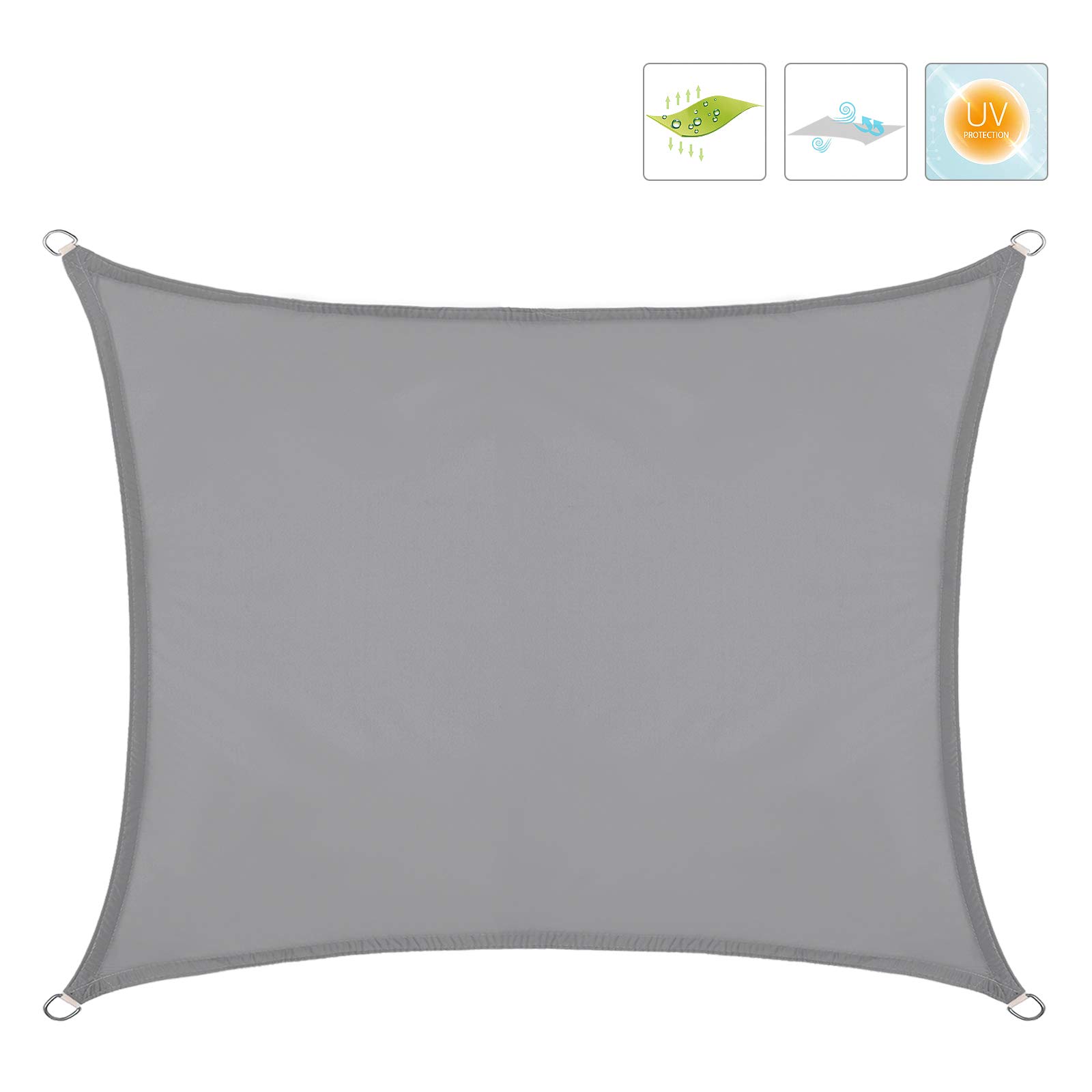 LARMNEE 2 x 3 m PES Vela de Sombra, Toldo Resistente y Transpirable, protección Rayos UV Impermeable, para Jardín, terraza y balcón, Gris Claro ELG23SP02