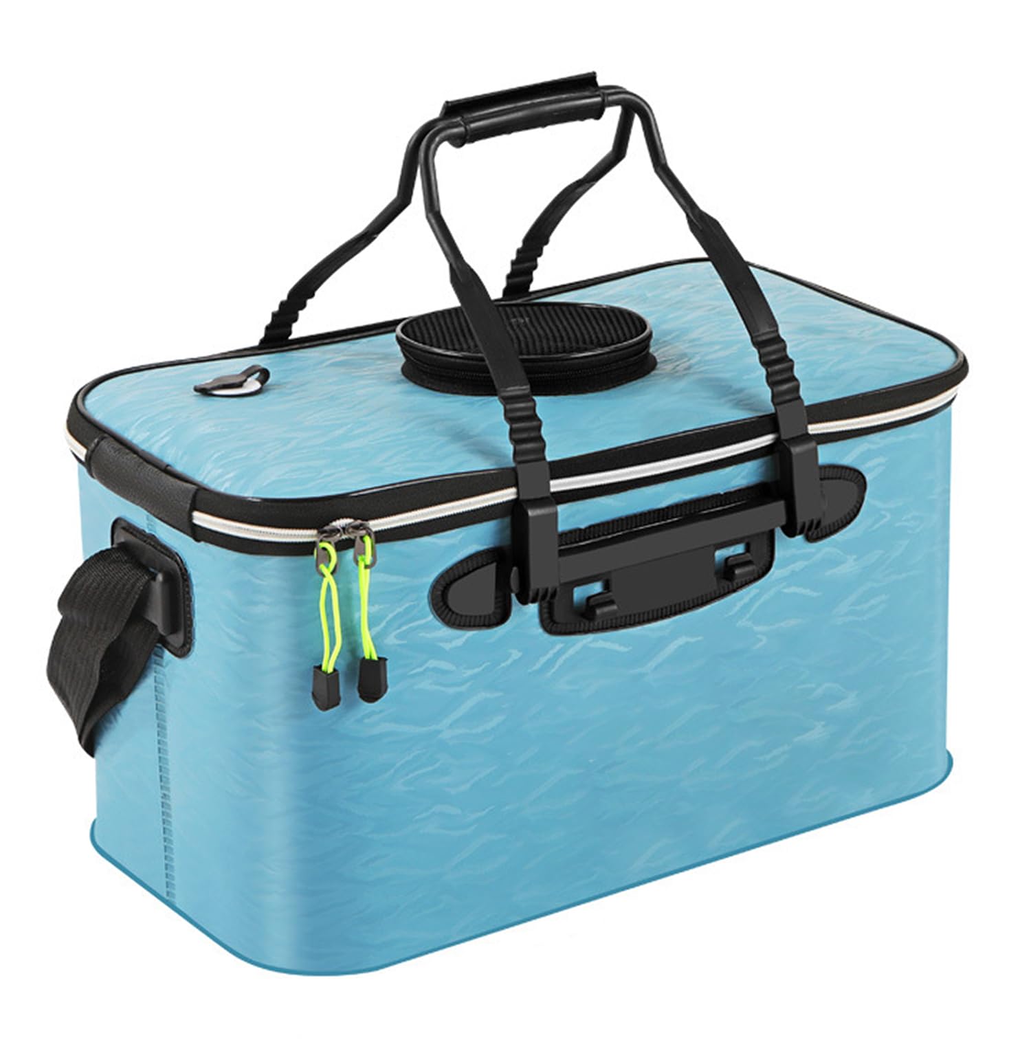 Secchio da pesca pieghevole, 28 l, portatile, pieghevole, con foro di ventilazione, contenitore multifunzione per esche da pesca vive, adatto per pesca, lavaggio auto, giardinaggio