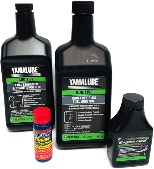 YAMAHA Yamalube Boat & Outboard Treatment Combo Kit - Ring Free Plus Additive 32oz, Fuel Stabilizer Plus 32oz, Engine Med RX, Star-Tron 1oz