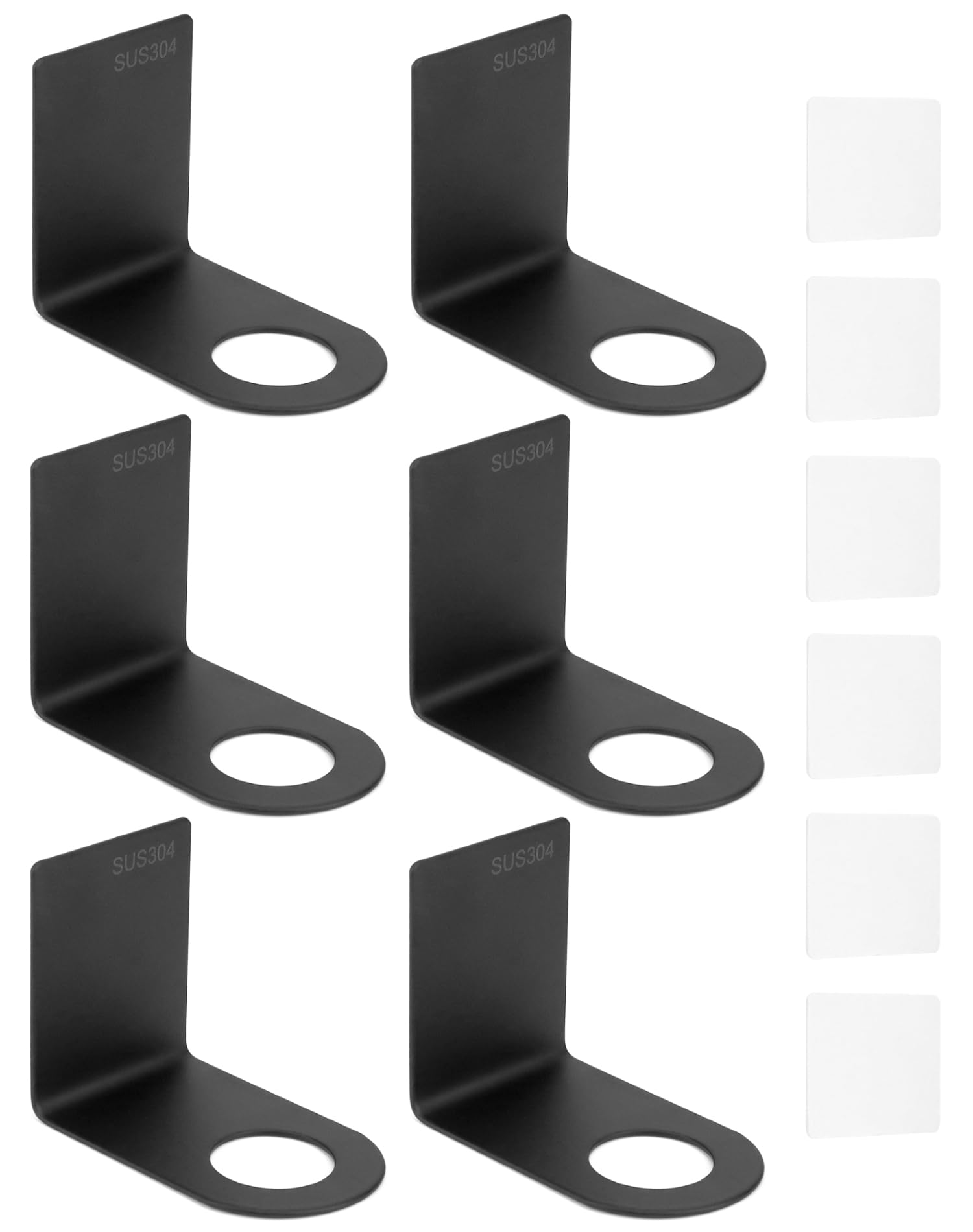 Qwork Black Qwork® 6Pcs Soap Bottle Dispenser Holder - Wall-Mounted 304 Stainless Steel Organizer For Shampoo, Shower Gel, And More