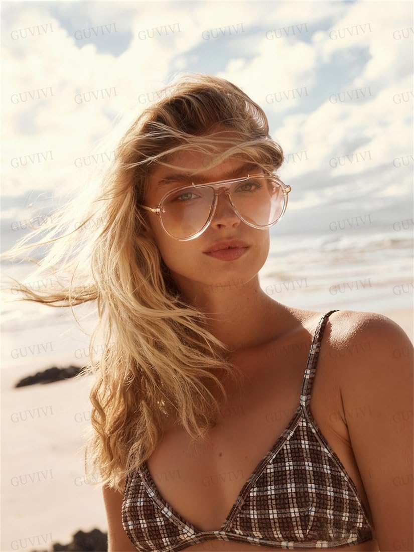 Oversized Aviator Sunglasses for Women Men 2026 70s Retro Gold Metal Sun Glasses Tangle Free Square Aviators - Image 2