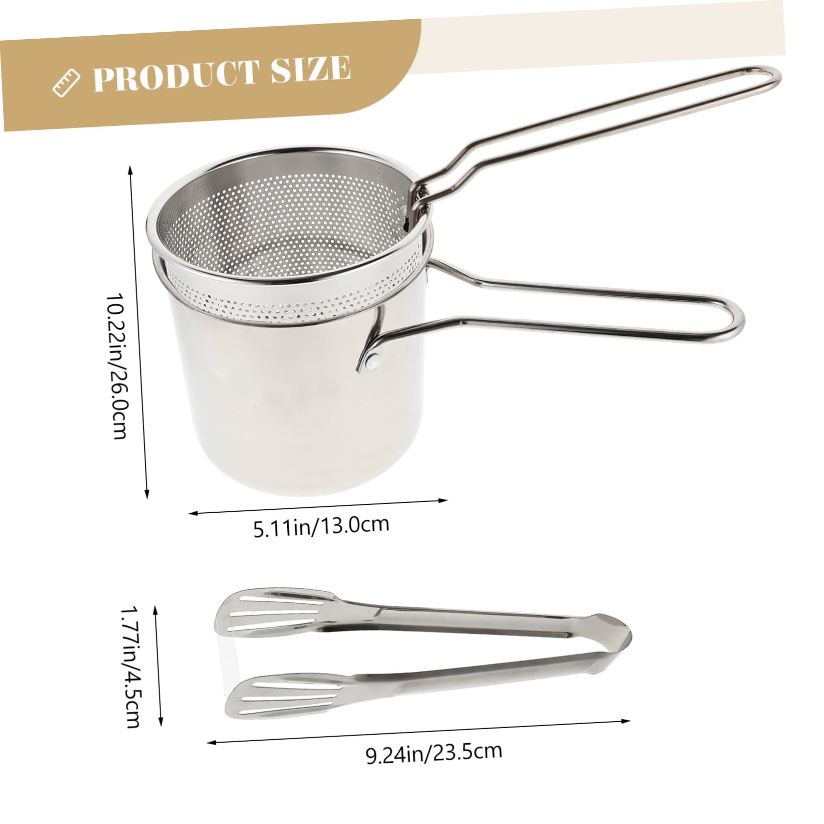 Healifty 1 Set Deep Fryer Pot with Frying Basket Ergonomic Handle Nonstick Cooking for Breakfast and Food Preparation Kitchen Essential