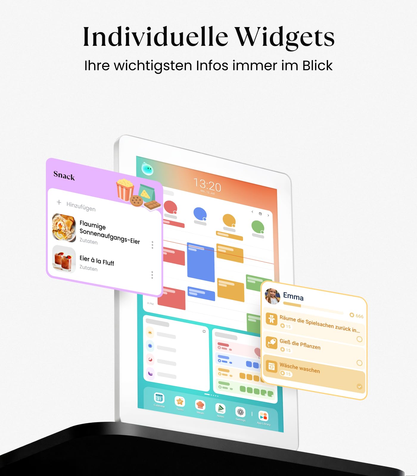 Cozyla Calendar Plus 2, 15,6 Zoll Digitaler Kalender – Kein Abo, Digitaler Familienplaner mit Touchscreen, Echtzeit Kalender-Sync, Aufgaben- & Belohnungssystem, Essensplaner, mit Tischständer