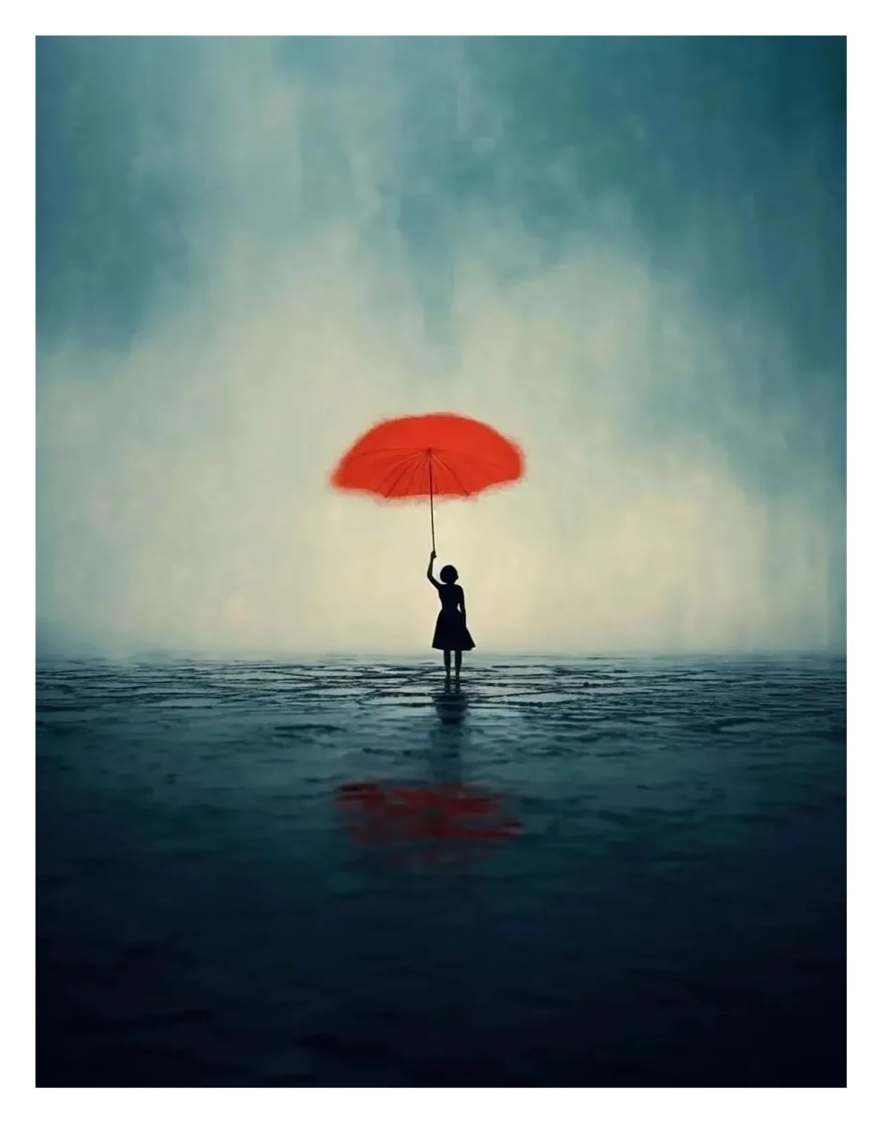 BYAMBD Aesthetic Pictures The Sea Melted Into The Sky Character Behavior Artistic Color Posters Minimalist Print Canvas Painting Wall Art For Home Decor(I,50x70cm)