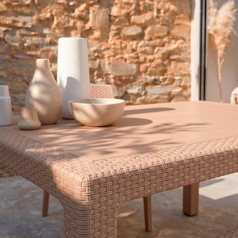 Omar & Amira Zestaw mebli ogrodowych rattan 130x75 cm stół i 4 krzesła Cappuccino