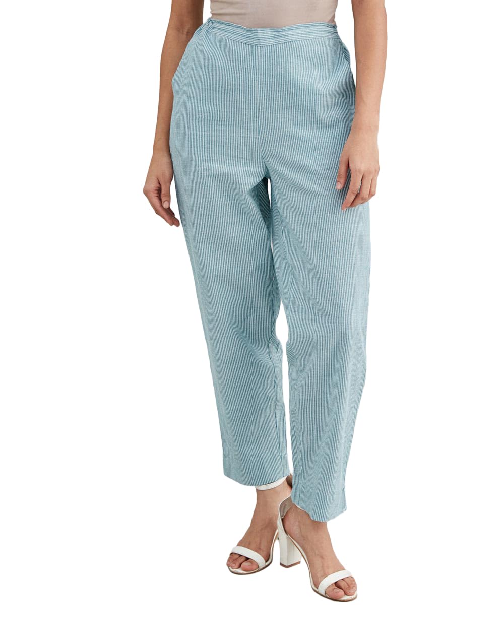 Green Cotton Casual Tapered Pant-image-18