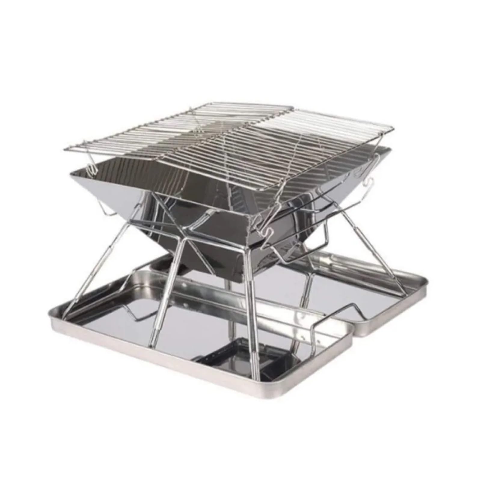 Barbecue Grill Camping Fire Pit Campfire Grill BBQ Stove Outdoor Wood Burner Portable for Backpacking(31X31X24cm)