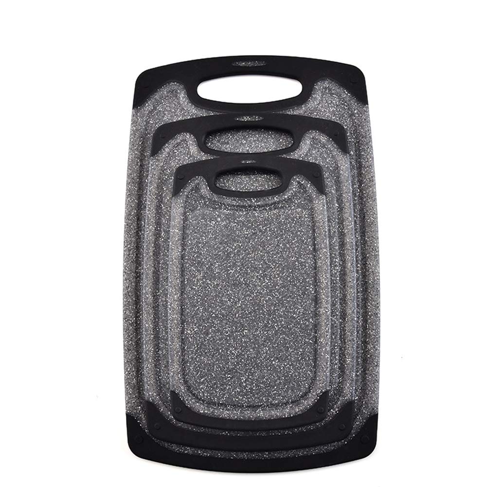 CANDeal Schneidebrett, 3-teiliges Kunststoff-Schneidebrett Antibakteriell Spülmaschinenfestes Plastik Schneidebrett Set mit Tropfensaft-Nut,Getrennter Gebrauch für Fisch/Gemüse/Geflügel/Fleisch