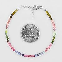 Vista 17 de InfinityGemsArt Natural Bracelet For Women Gemstone Micro Beads Dainty Jewelry Christmas Gifts for Women, Birthstone, Stone Jewelry 925 Sterling