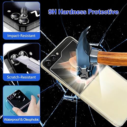 Miniatura 5 de CYCFAIML Protector de pantalla de privacidad 8 en 1 para Samsung Galaxy Z Flip 5, 2 películas plegables interiores de TPU negro suave, 2 protectores