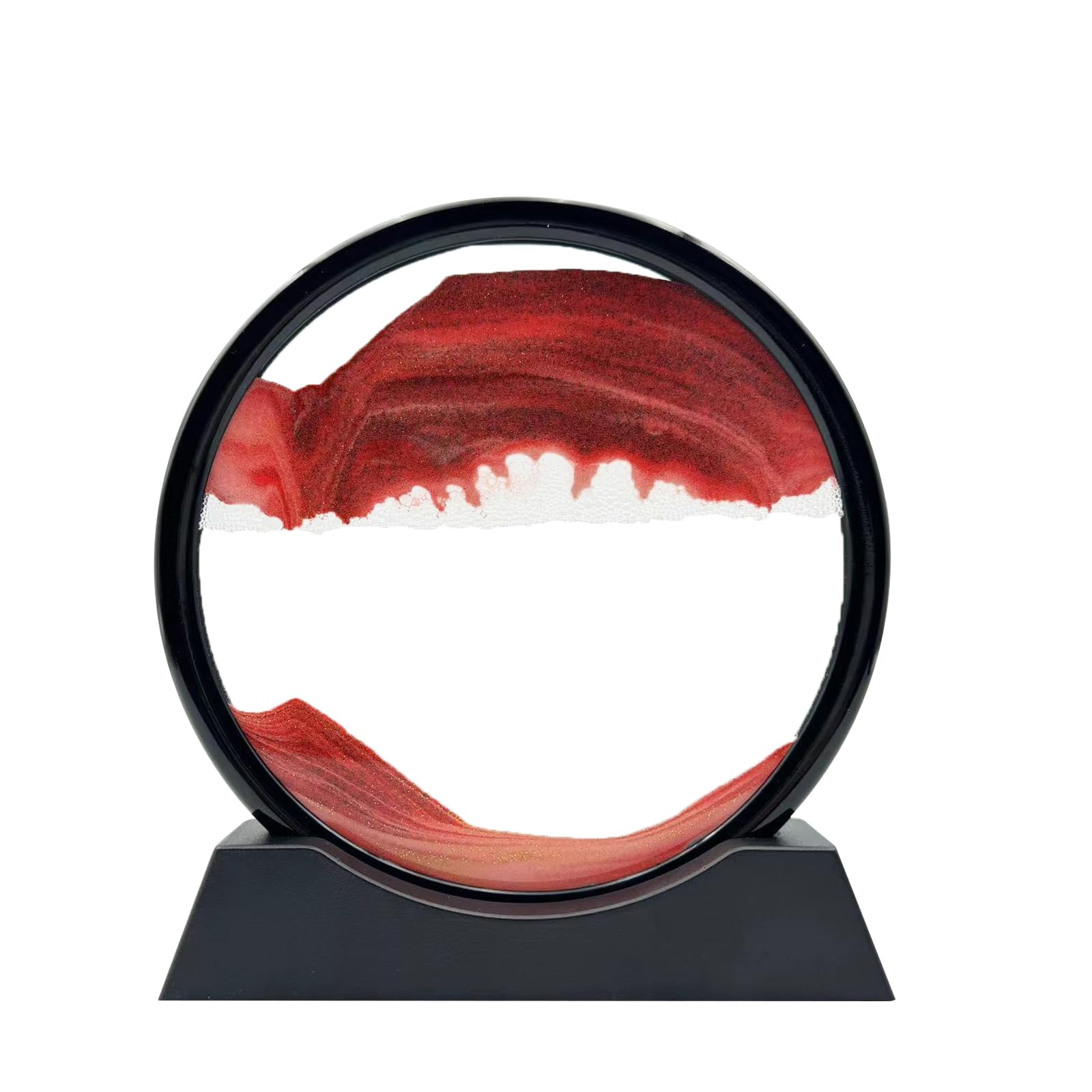 AzureLeap Sandbilder zum Drehen 3D Sandscape - die Sandkunst in Tiefsee Fließende Sandmalerei Sandbild Geschenke Sanduhr Deko Aesthetic für Büro Wohnzimmer Schreibtisch Erwachsene (ROT-7")