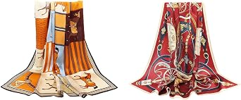 ANDANTINO 100% Pure Mulberry Silk Scarf 35" Large Square Lightweight Headscarf Womens Hair Wraps-With Gift Packed