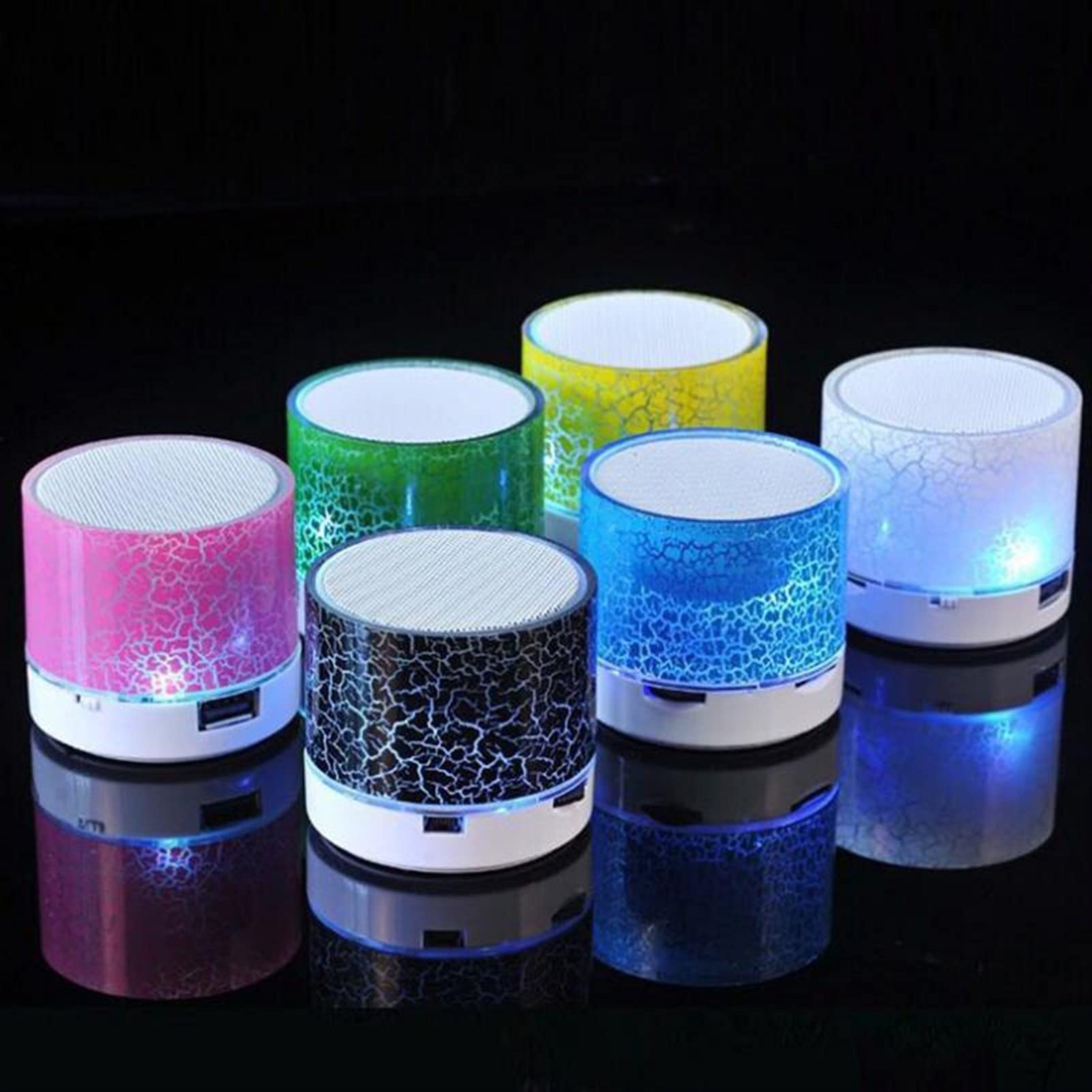 Głośnik Bluetooth Głośnik Mini głośnik bezprzewodowy Crack LED Karta TF Subwoofer USB Przenośna kolumna dźwięku muzycznego MP3 do głośników telefonu PC SP99 Mini głośnik (kolor: czarny) little