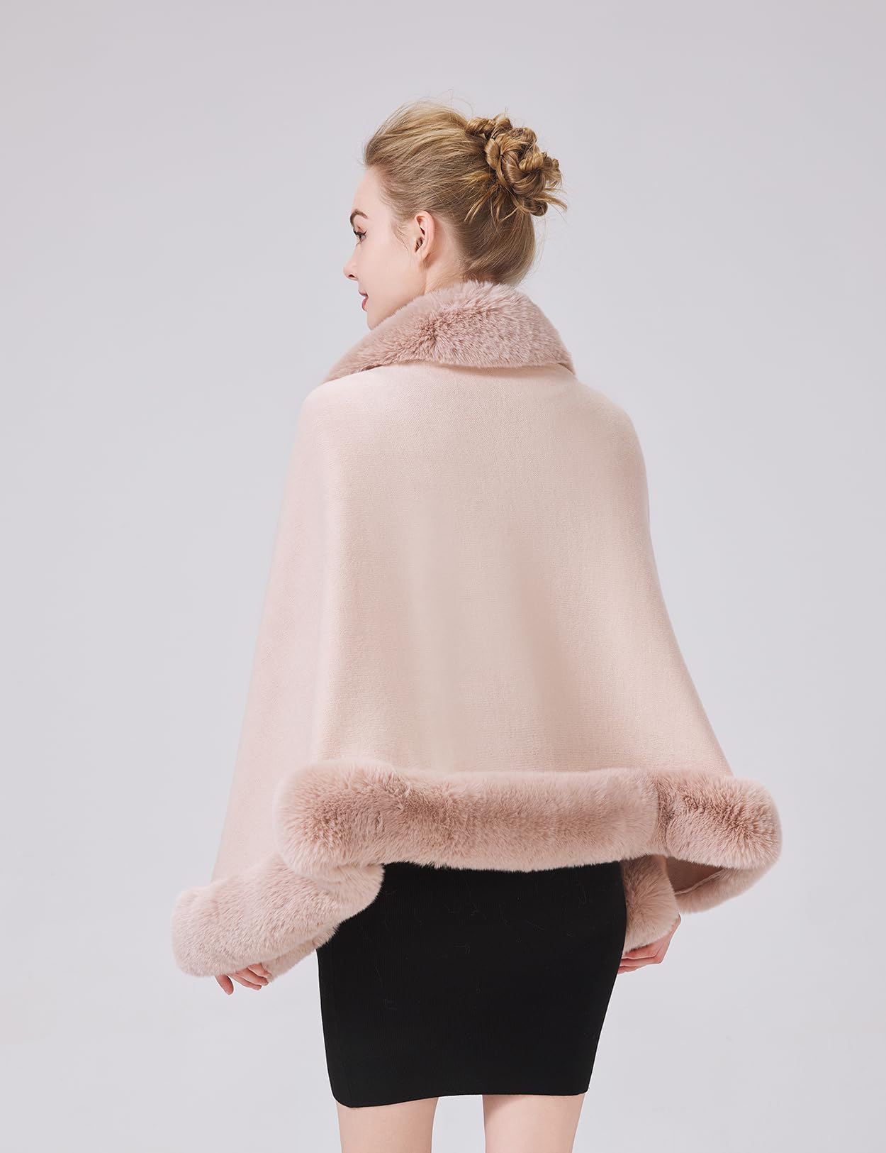 BEAUTELICATE Chal de Pelo Sintético Mujer Bolero Poncho Capa para Invierno Bodas Novia