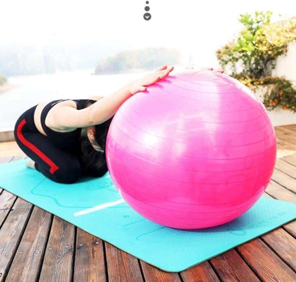 Piłka Fitness Joga Pilates Piłka Z Pompą Powietrza, Home Office Fitness Trening Równowagi Odchudzanie Piłka Pomocy Porodowej(Blu,55cm)
